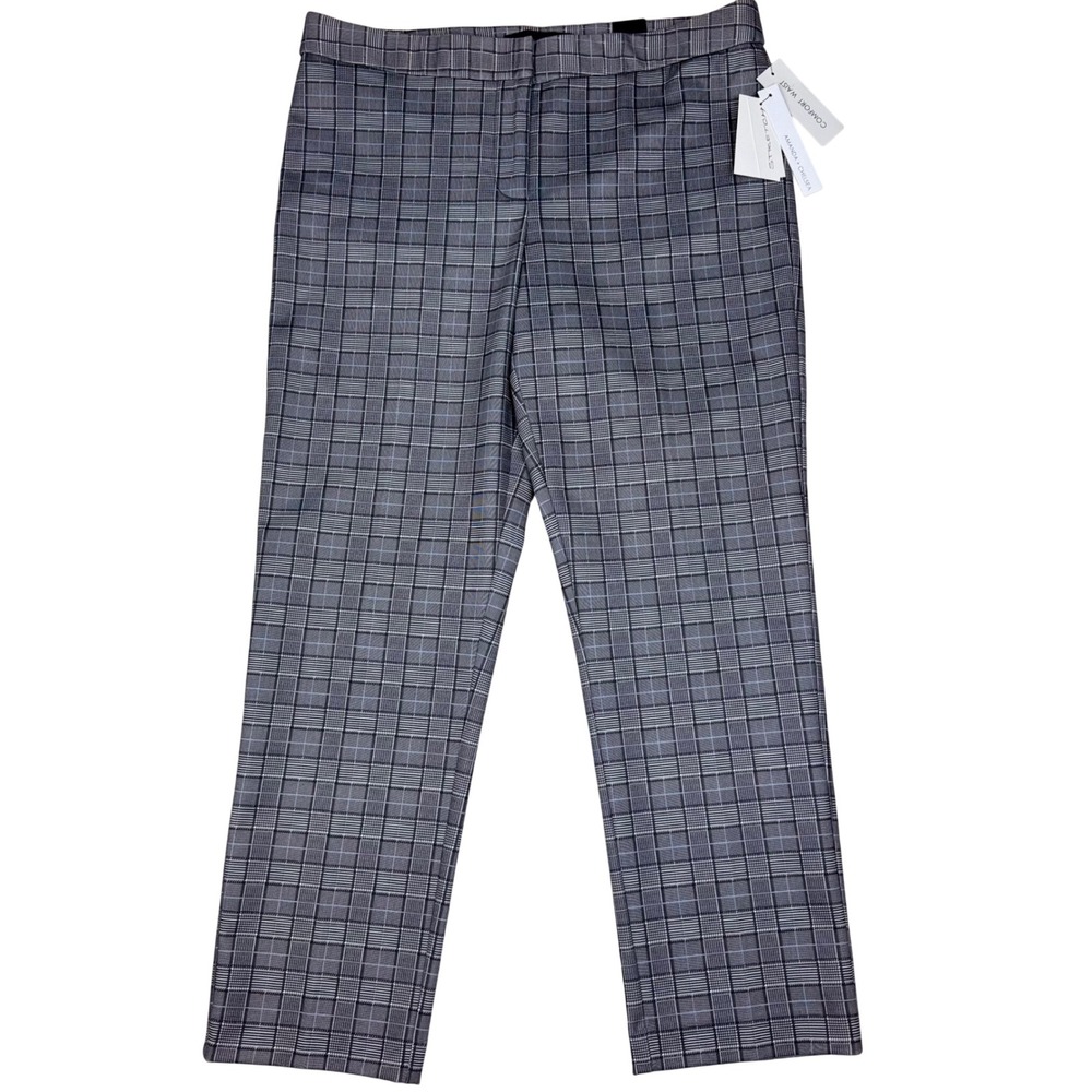 NWT Amanda + Chelsea Ankle Dress Pant Plaid Modern Fit Women 12 Gray Blue Career